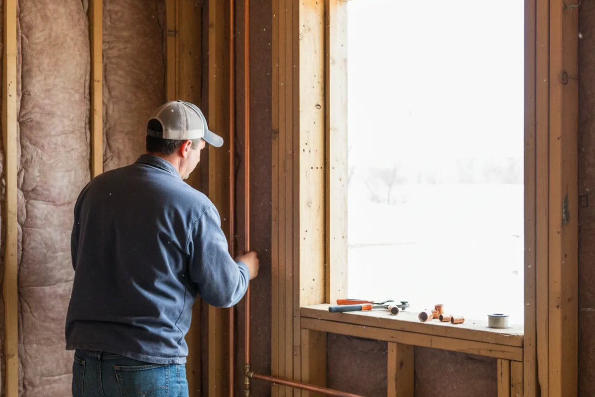 Licensed plumber running new copper supply lines in a Hope home