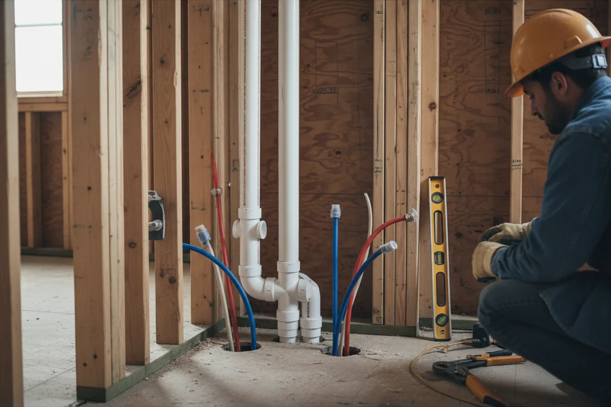 Drain and supply rough-in during Leak Detection in Hope