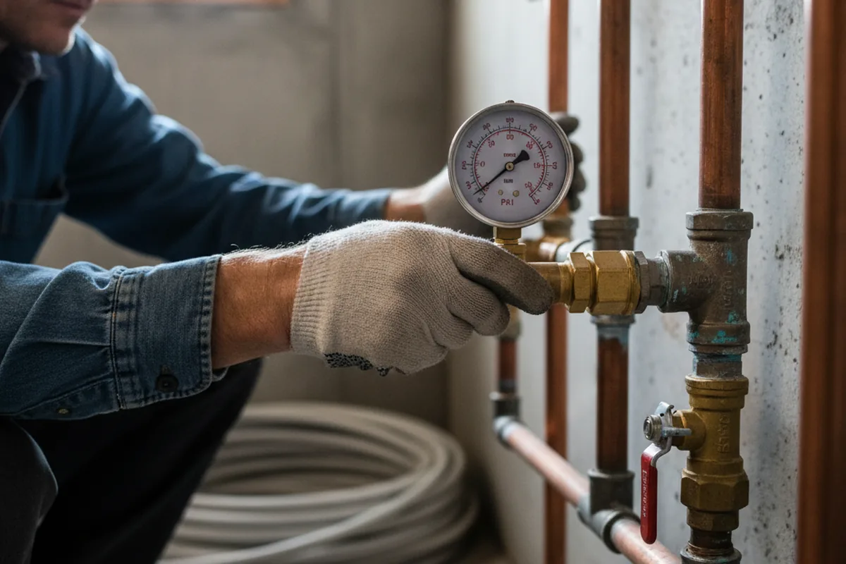 Pressure testing a repaired line during Water Line Repair in Hope